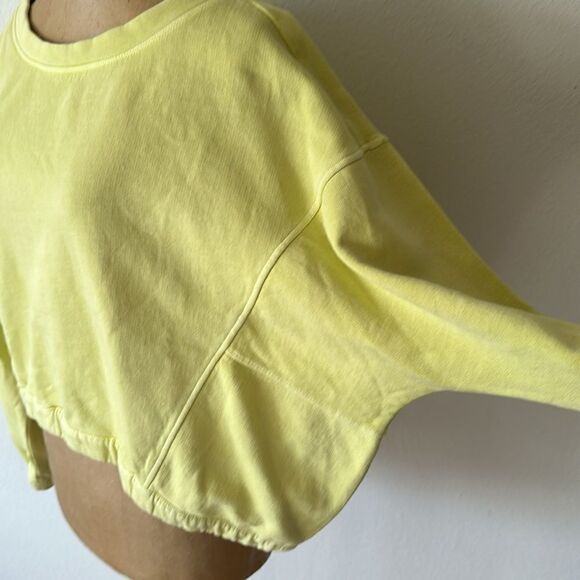 Anthropologie sz S Boxy Crop Sweatshirt NWT limr green crop dolman sweatshirt - Picture 6 of 16